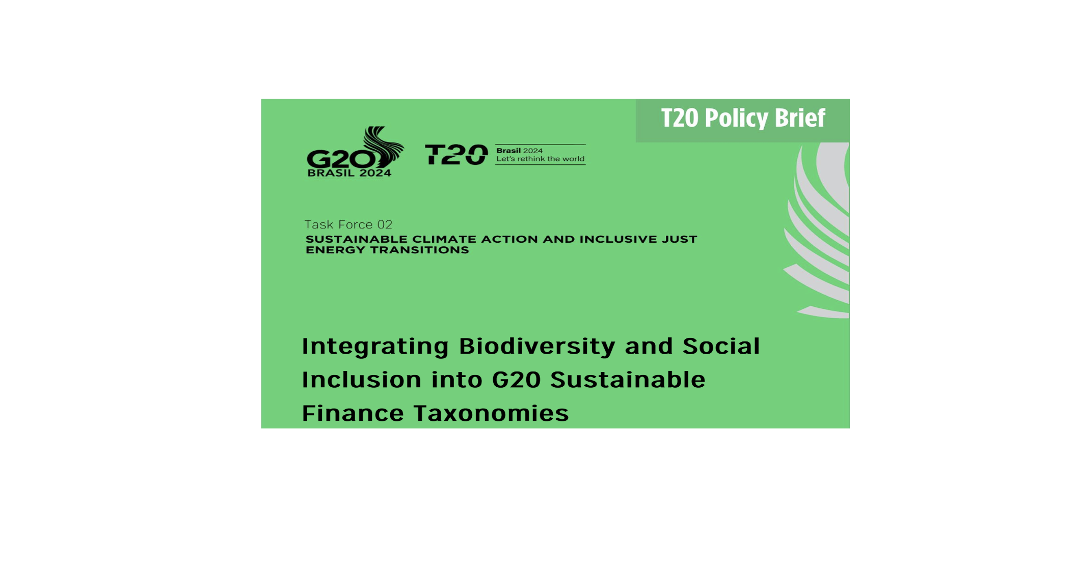 Integrating Biodiversity and Social Inclusion into the G20 Sustainable ...